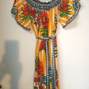 Flying Tomato Maxi Dress Womens Sz S Colorful Boho Core Hippie Yellow Red Black